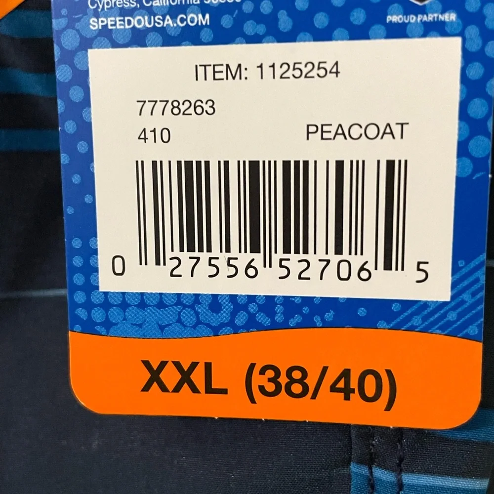 Speedo TechVolley Navy Blue Streaked Swim Trunks  Way Stretch UPF 50+ NEW XXL